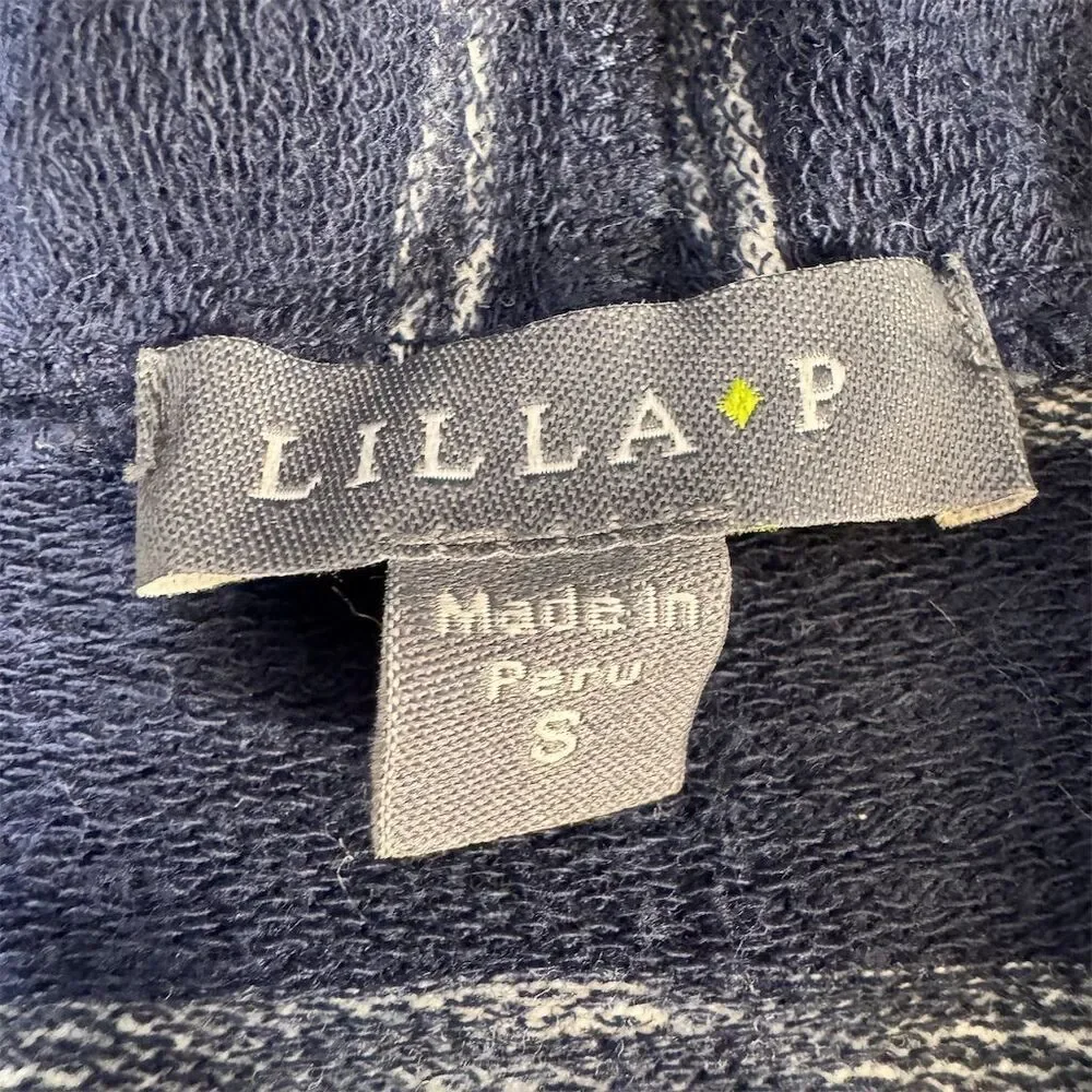 Lillla P Women's Striped Draped Cotton Cardigan  Size M Ruffle Collar